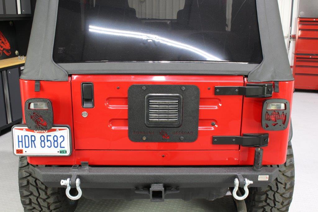 Fishbone Offroad FB31058 Jeep TJ Tailgate Plate 97-06 Wrangler TJ Black Textured Powercoat Aluminum BackSide Series Fishbone Offroad - Truck Part Superstore