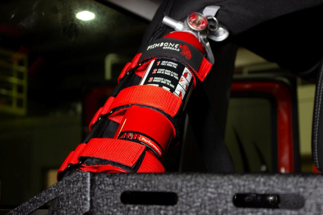 Fishbone Offroad FB55155 Fire Extinguisher Holder for Padded Roll Bar Red Fishbone Offroad - Truck Part Superstore