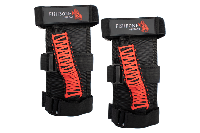 Fishbone Offroad FB55280 Paracord Grab Handles w/Three Straps Red Fishbone Offroad - Truck Part Superstore
