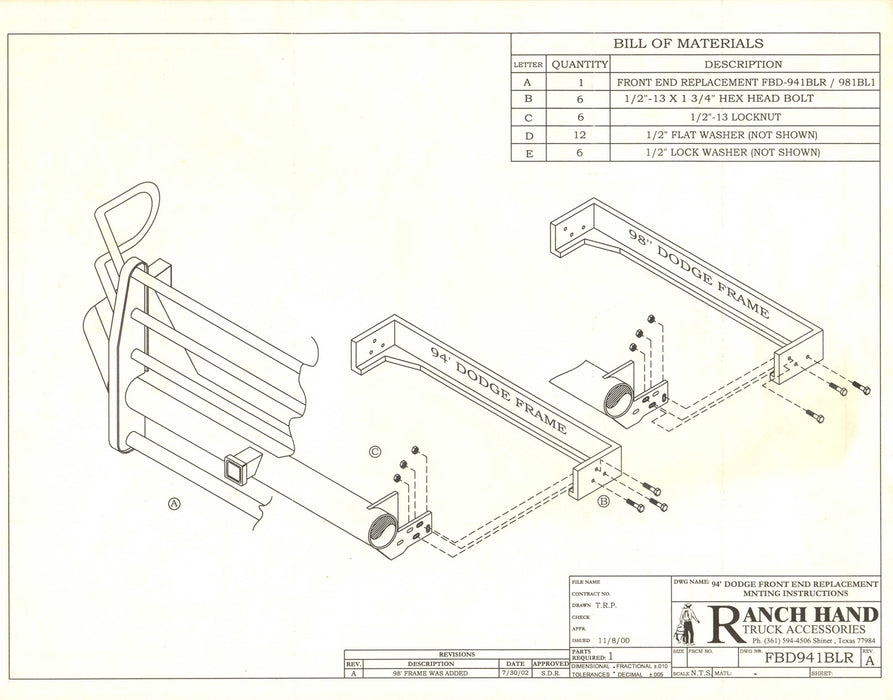 Ranch Hand BTD941BLR Legend BullNose Series Front Bumper - Truck Part Superstore