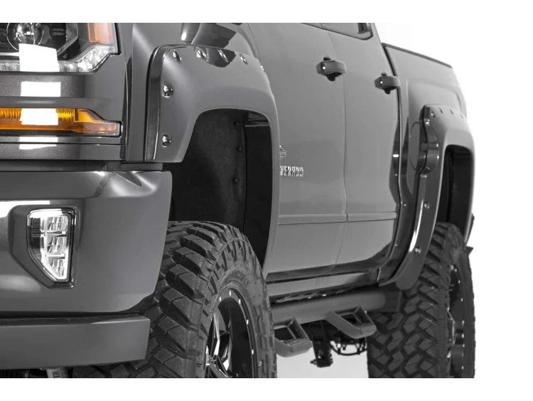 Rough Country FC11612GAZ Chevrolet Pocket Fender Flares Rivets Summit White 16-18 Silverado 1500 5 Foot 8 Inch Bed Rough Country - Truck Part Superstore