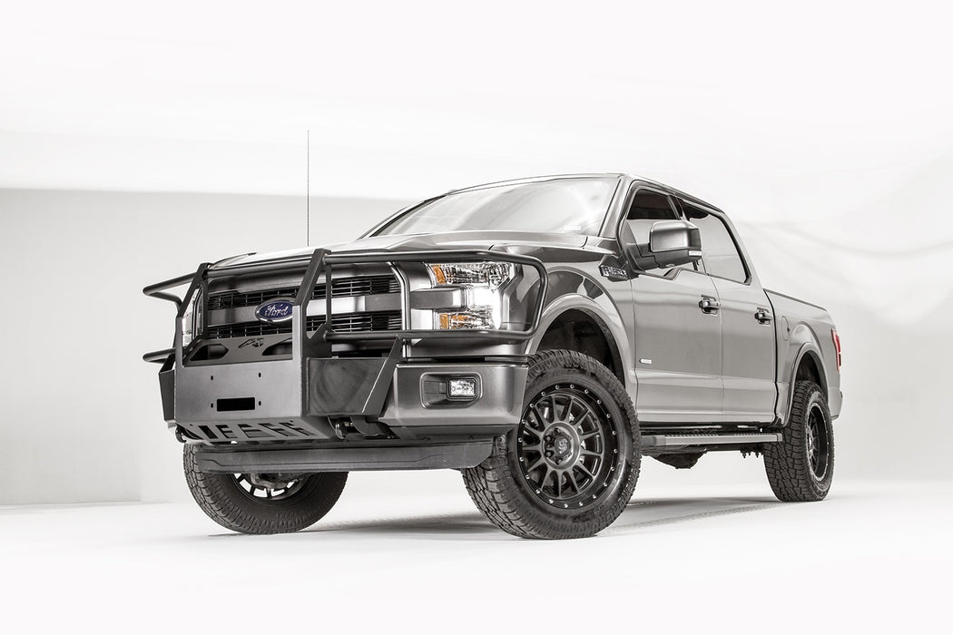 Fab Fours FF15-N3270-1 Winch Mount; 2 Stage Black Powder Coated; w/Full Grill Guard; - Truck Part Superstore