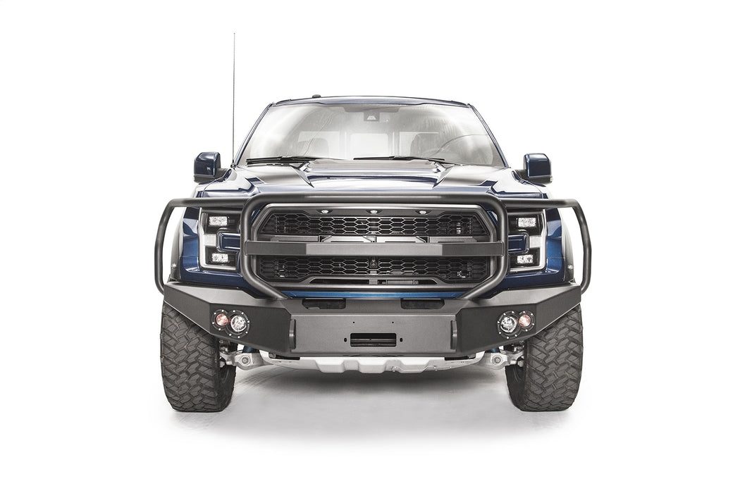 Fab Fours FF17-H4350-1 Premium Winch Front Bumper; 2 Stage Black Powder Coated; w/Full Grill Guard; - Truck Part Superstore