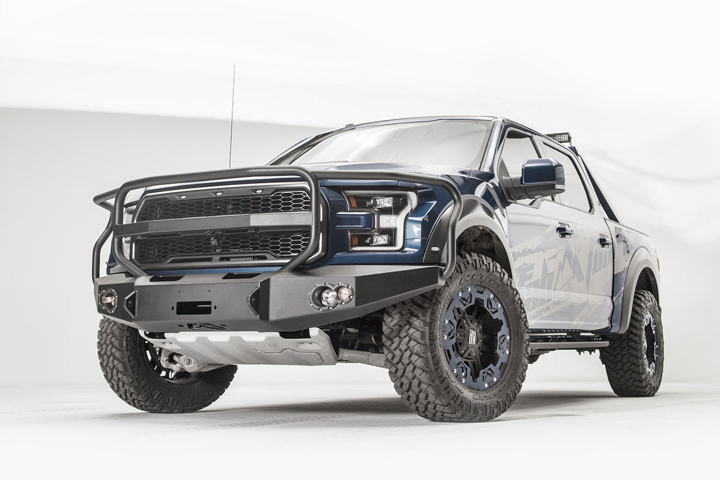 Fab Fours FF17-H4350-B Premium Winch Front Bumper; Uncoated/Paintable; w/Full Grill Guard; [AWSL]; - Truck Part Superstore