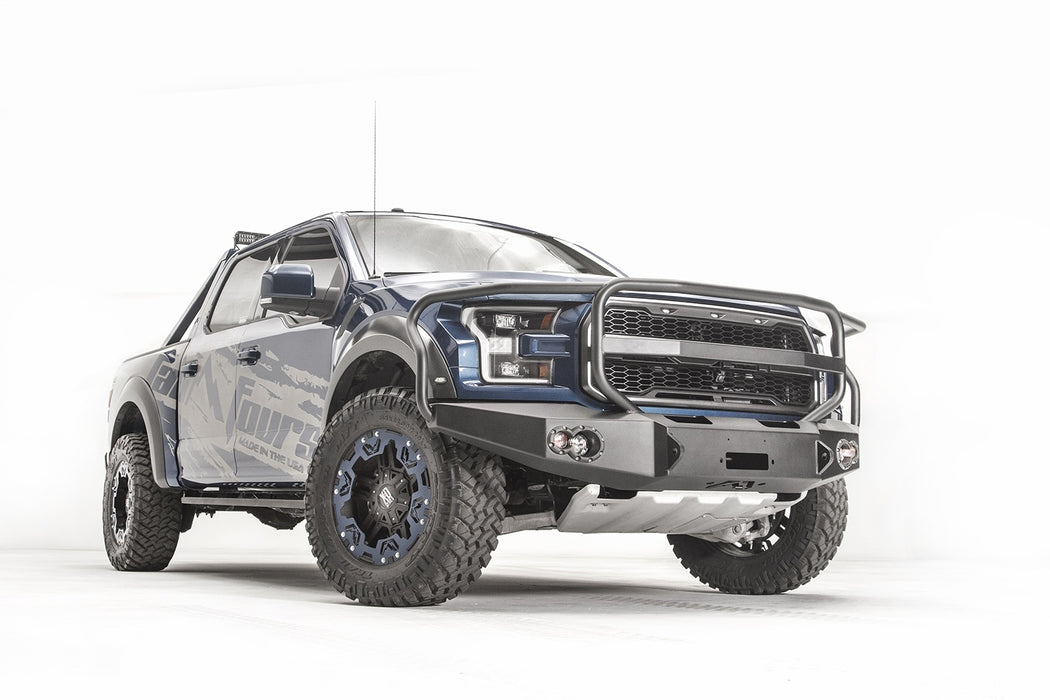 Fab Fours FF17-H4350-B Premium Winch Front Bumper; Uncoated/Paintable; w/Full Grill Guard; [AWSL]; - Truck Part Superstore