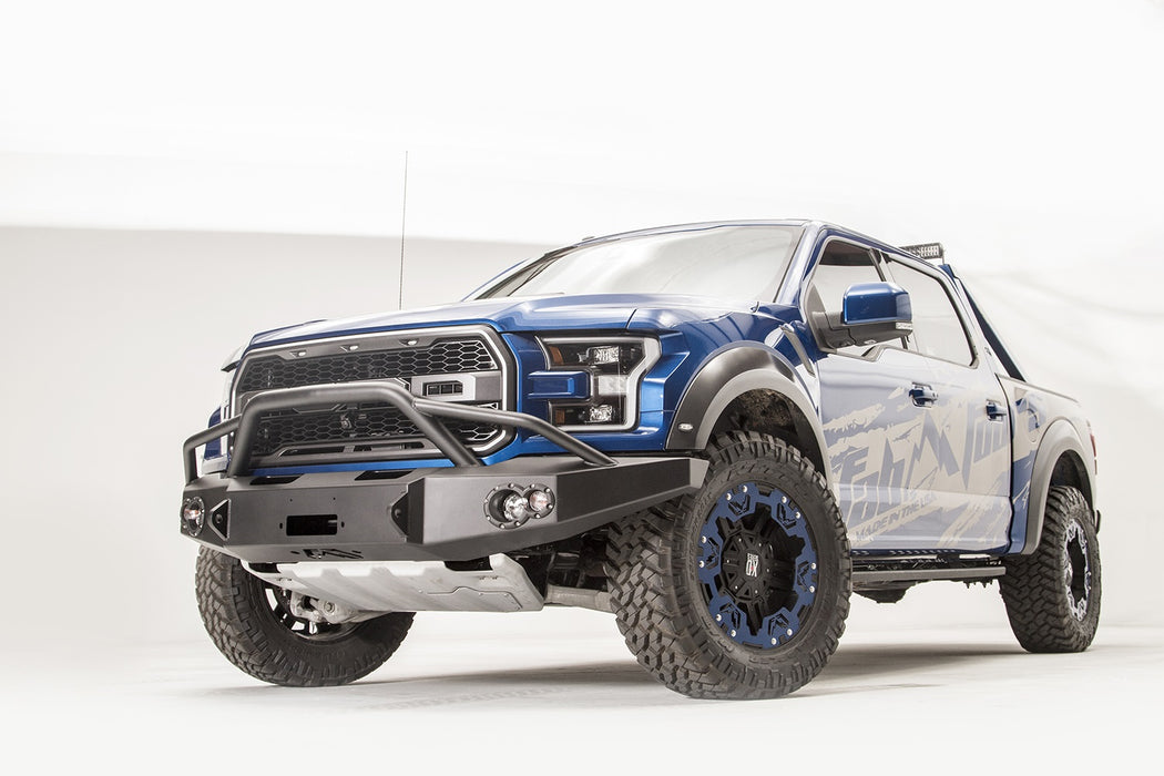 Fab Fours FF17-H4352-B Premium Winch Front Bumper; Uncoated/Paintable; w/Pre-Runner Guard; [AWSL]; - Truck Part Superstore
