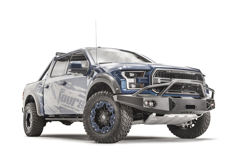 Fab Fours FF17-H4352-1 Premium Winch Front Bumper; 2 Stage Black Powder Coated; w/Pre-Runner Guard; - Truck Part Superstore
