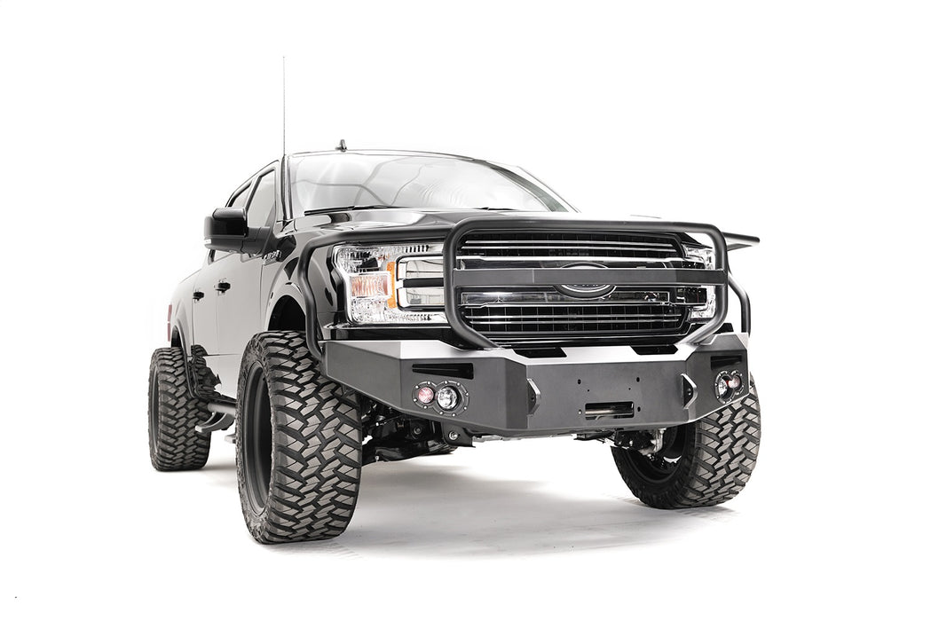 Fab Fours FF18-H4550-1 Premium Winch Front Bumper; 2 Stage Black Powder Coated; w/Full Guard; - Truck Part Superstore