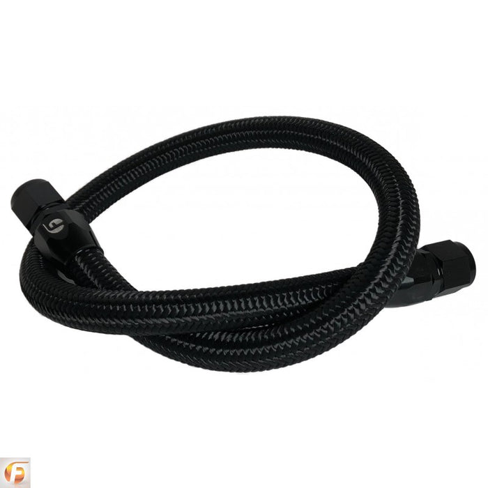 Fleece Performance FPE-CLNTBYPS-HS-CRVP-BLK 34.5 Inch Common Rail/VP44 Cummins Coolant Bypass Hose Black Nylon Braided Fleece Performance - Truck Part Superstore