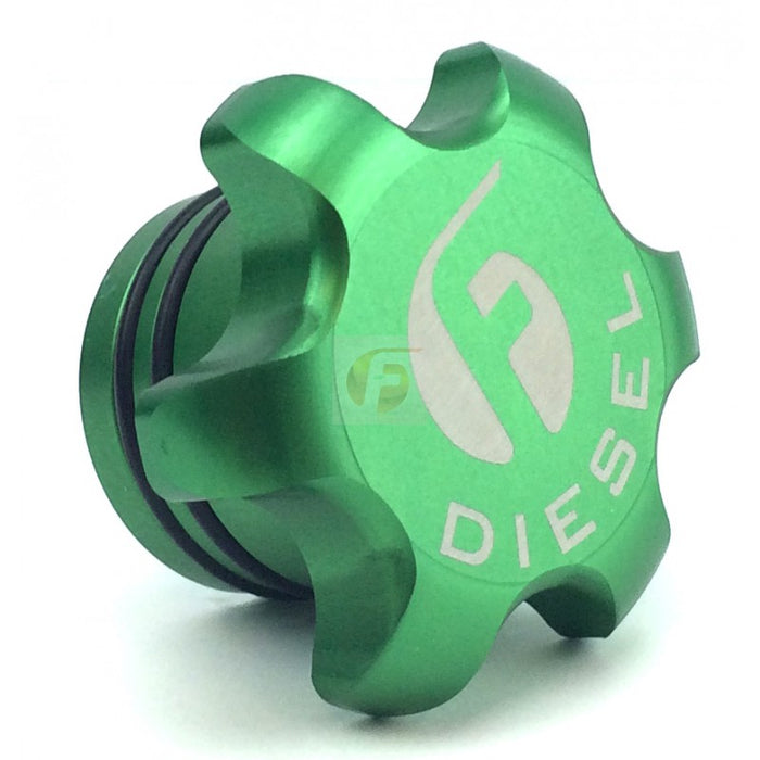 Fleece Performance FPE-FC-1316-GRN Green Anodized Billet Fuel Cap For 2013-2018 Cummins Fleece Performance - Truck Part Superstore