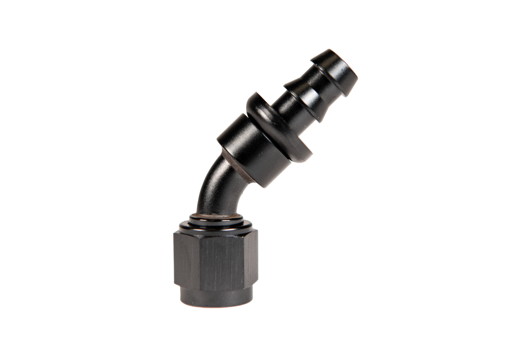 Fleece Performance FPE-PL-45-06 -6 45 Deg to Hose Barb Black Fleece Performance - Truck Part Superstore