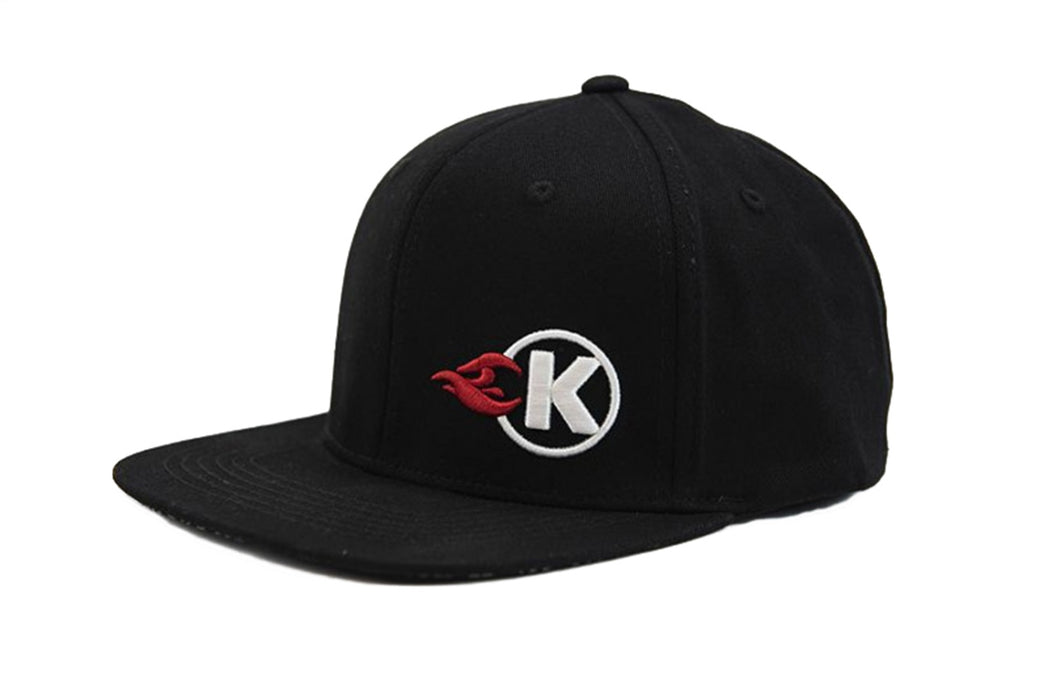 Kooks Custom Headers HT-100606-01 Kooks Black Flexfit K-Flame Logo Hat-Flat Brim-LG/XL - Truck Part Superstore