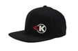 Kooks Custom Headers HT-100606-01 Kooks Black Flexfit K-Flame Logo Hat-Flat Brim-LG/XL - Truck Part Superstore