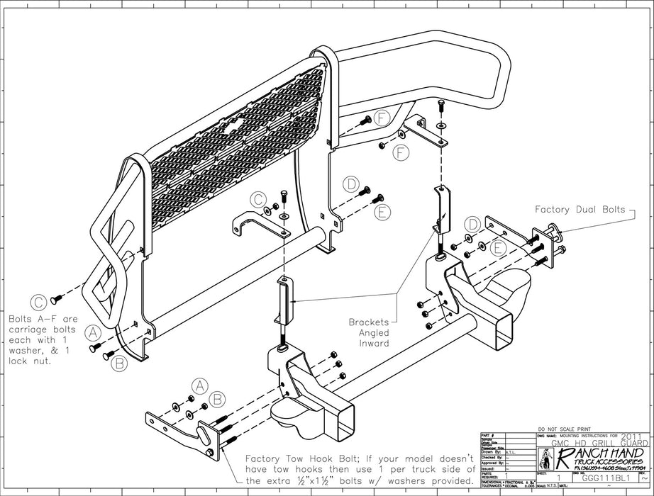 Ranch Hand GGG111BL1 Legend Series Grille Guard; Retains Factory Tow Hook; - Truck Part Superstore