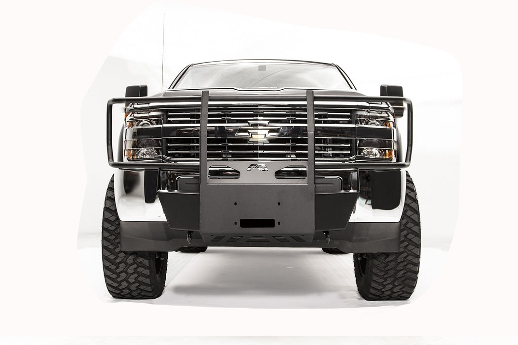 Fab Fours GM15-N3070-1 Winch Mount; 2 Stage Black Powder Coated; w/Full Grill Guard; - Truck Part Superstore