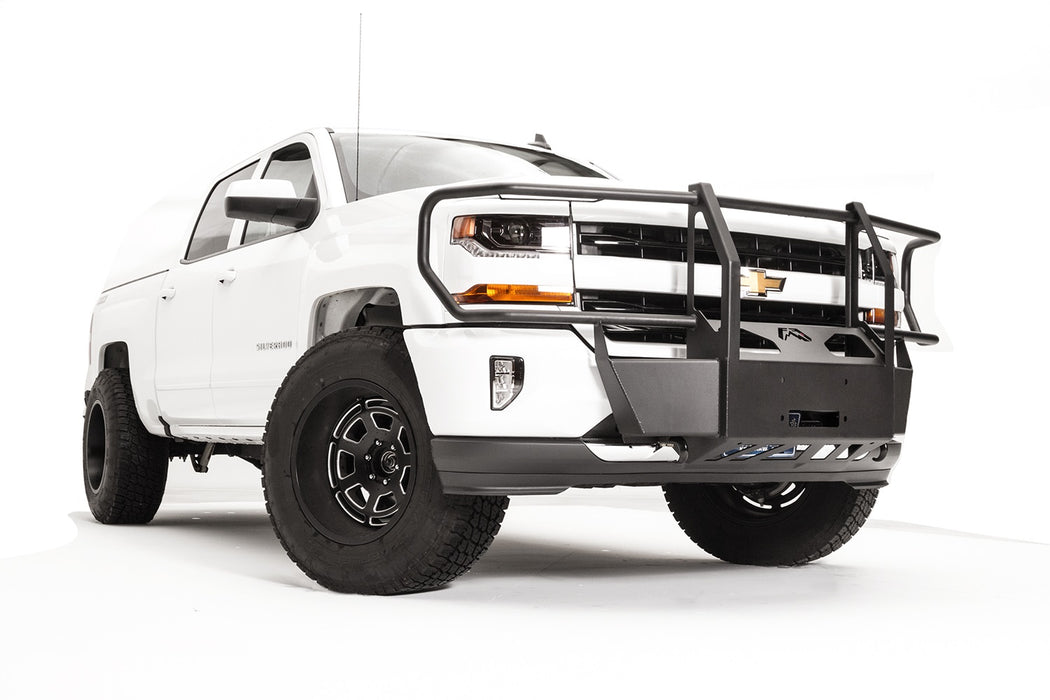 Fab Fours GM16-N3370-1 Winch Mount; 2 Stage Black Powder Coated; w/Full Grill Guard; - Truck Part Superstore