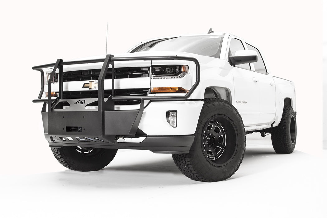 Fab Fours GM16-N3370-1 Winch Mount; 2 Stage Black Powder Coated; w/Full Grill Guard; - Truck Part Superstore