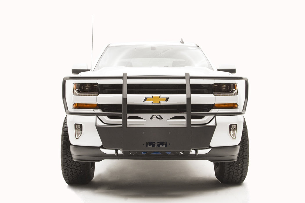 Fab Fours GM16-N3370-1 Winch Mount; 2 Stage Black Powder Coated; w/Full Grill Guard; - Truck Part Superstore