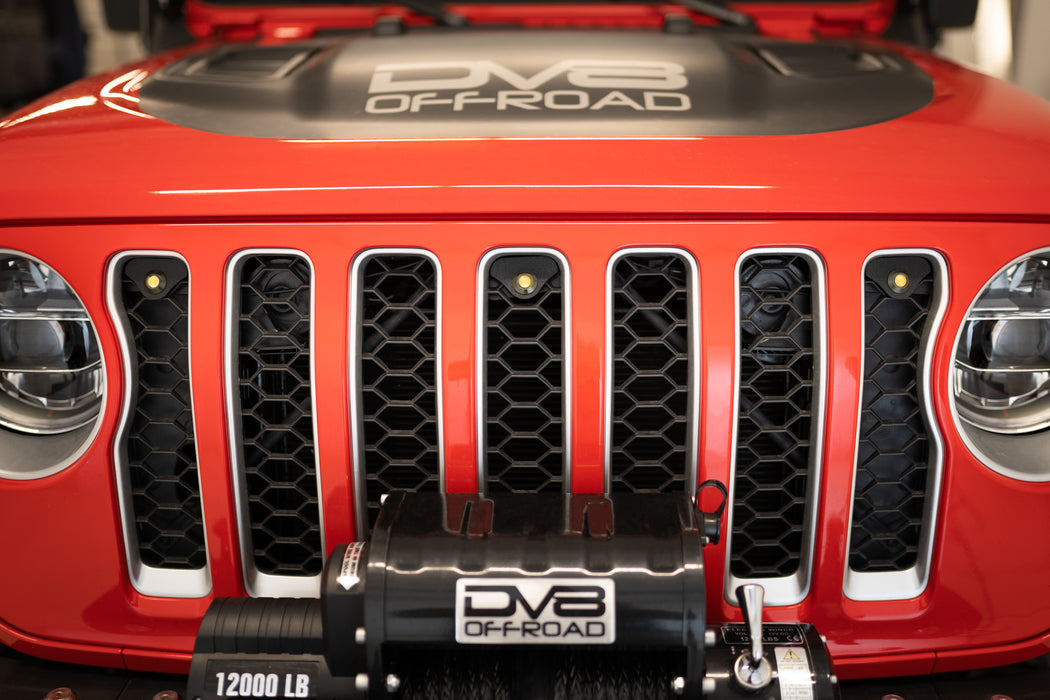 DV8 Offroad GRJL-02 Grille Marker Light Kit; 3 pc.; Includes Bracket; Amber; - Truck Part Superstore