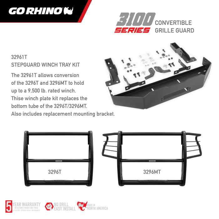 Go Rhino 32961T Quickly converts a grille guard to a winch guard - Truck Part Superstore