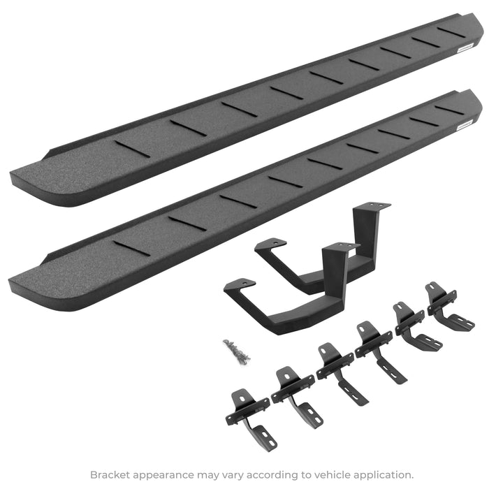 Go Rhino 63441734810T RB10 Running Boards w Mounting Brackets, 1 Pair Drop Steps Kit - Bedliner Coat - Truck Part Superstore