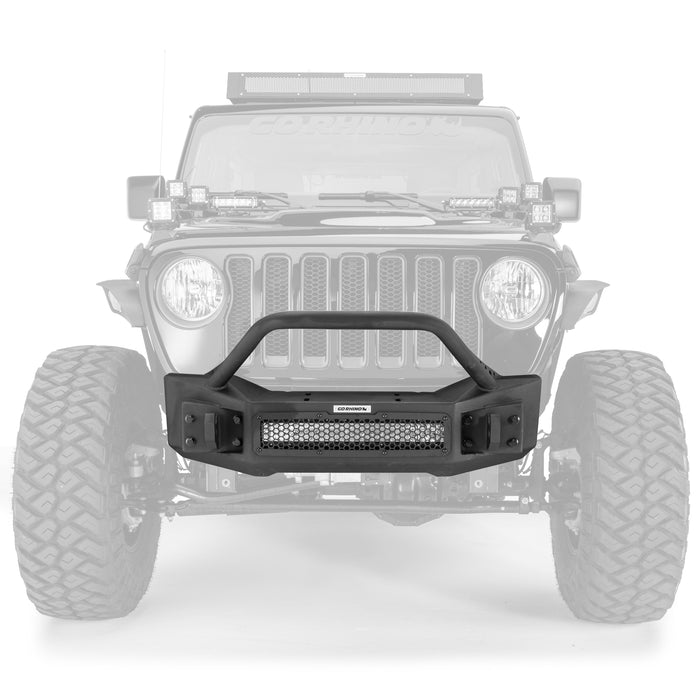 Go Rhino 331101T Rockline Winch-Ready Front Stubby Bumper With Overrider For Jeep - Truck Part Superstore