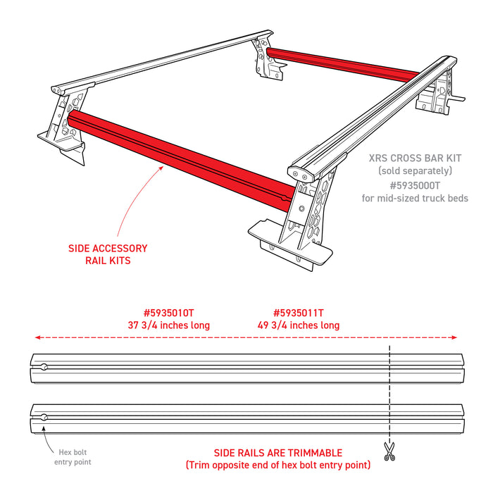 Go Rhino 5935011T Provides side mounting rail to XRS cross bar kits - Truck Part Superstore