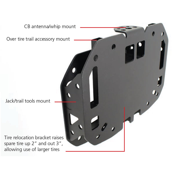 Go Rhino 372000T Rockline Spare Tire Relocation Kit for Jeep Wrangler JL fits up to 40" tire - Truck Part Superstore