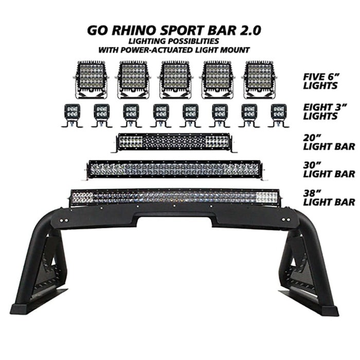 Go Rhino 911610T Powered light bar mount is compatible with most tonneau covers - Truck Part Superstore