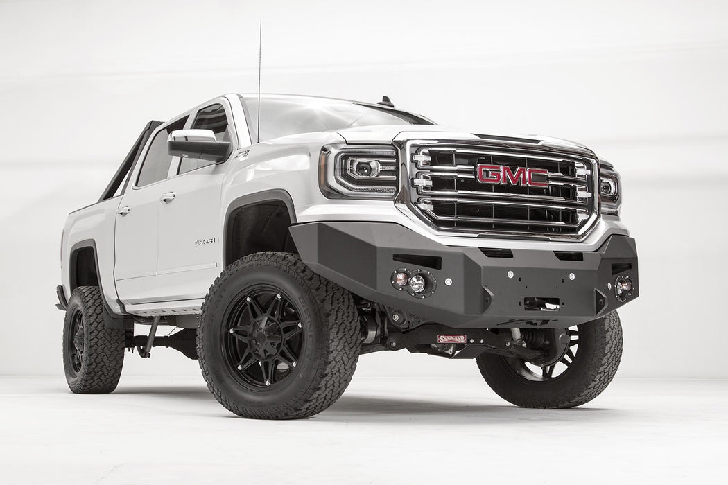 Fab Fours GS16-F3951-1 Premium Winch Front Bumper; 2 Stage Black Powder Coated; w/No Guard; w/Sensors; - Truck Part Superstore
