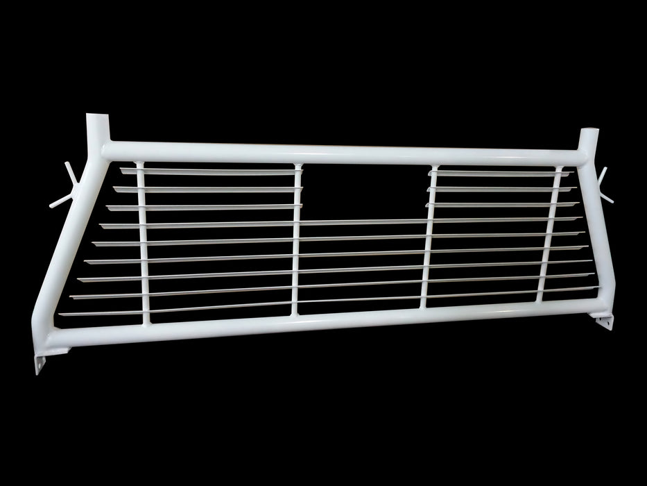 TrailFX H0004W Round Tube Louver Without Rear Cab Window Cut Out Powder Coated White Steel - Truck Part Superstore