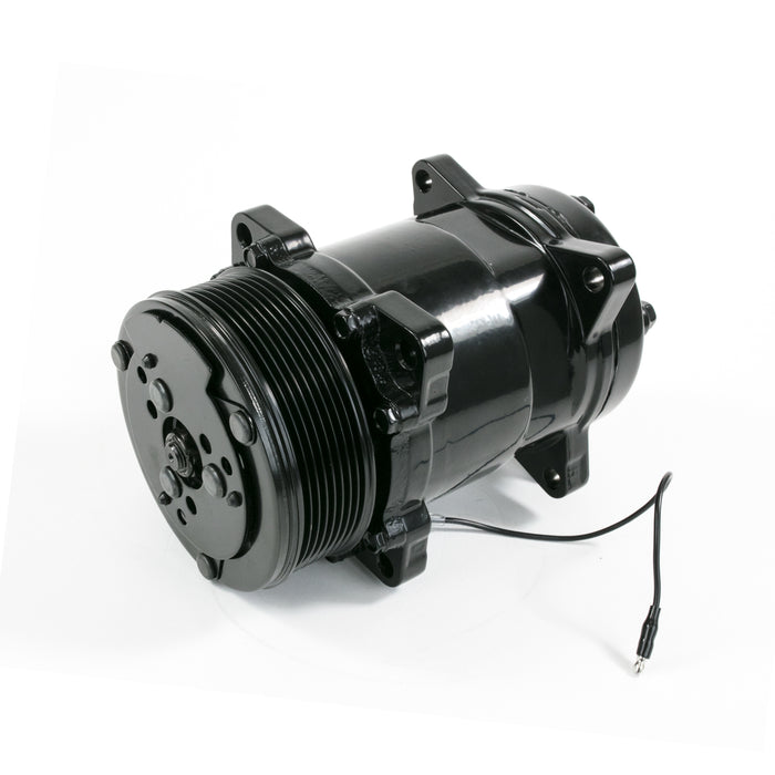Top Street Performance HC5002BK A/C Compressor; Sanden 508 R134 Serpentine Belt; Chrome with Black Clutch - Truck Part Superstore