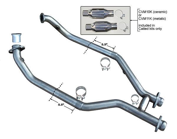 Pypes Performance Exhaust HFM36 Exhaust H Pipe Catted 99-04 Mustang 2.5 in H-Pipe Hardware Incl Natural 409 Stainless Steel Pypes Exhaust - Truck Part Superstore