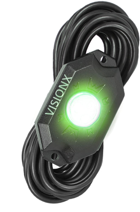 Vision X Lighting 9929279 9 Watt LED Rock Light Single Pod Green - Truck Part Superstore