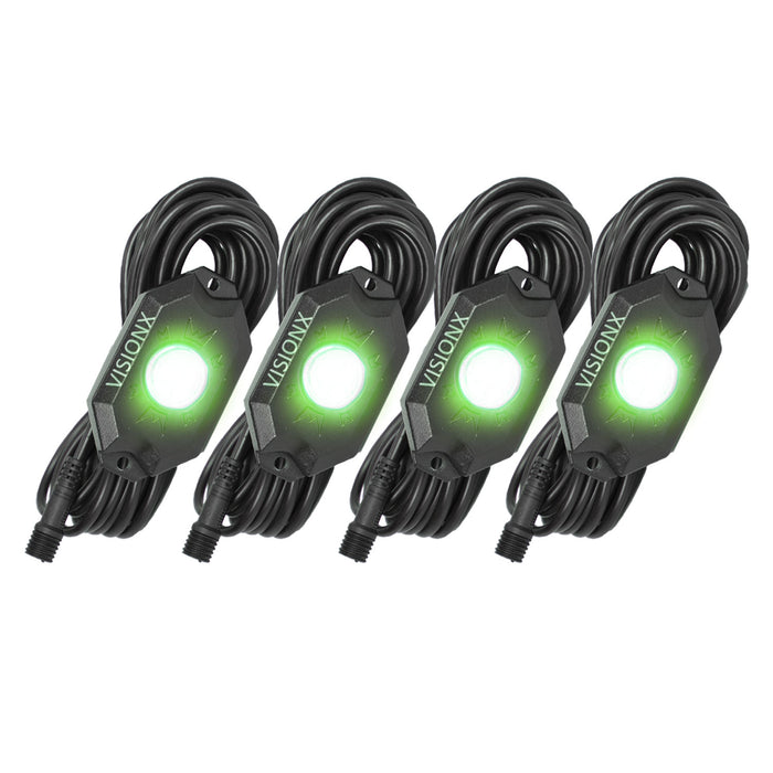 Vision X Lighting 9929323 9 Watt LED Rock Light 4 Pod Kit Green - Truck Part Superstore