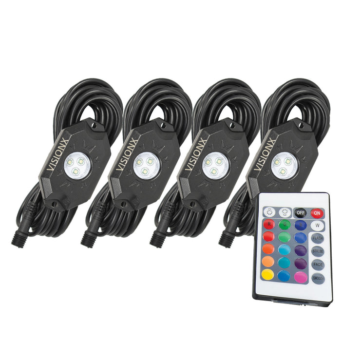 Vision X Lighting 9929330 9 Watt LED Rock Light 4 Pod Kit Multi-Color With Bluetooth Control - Truck Part Superstore
