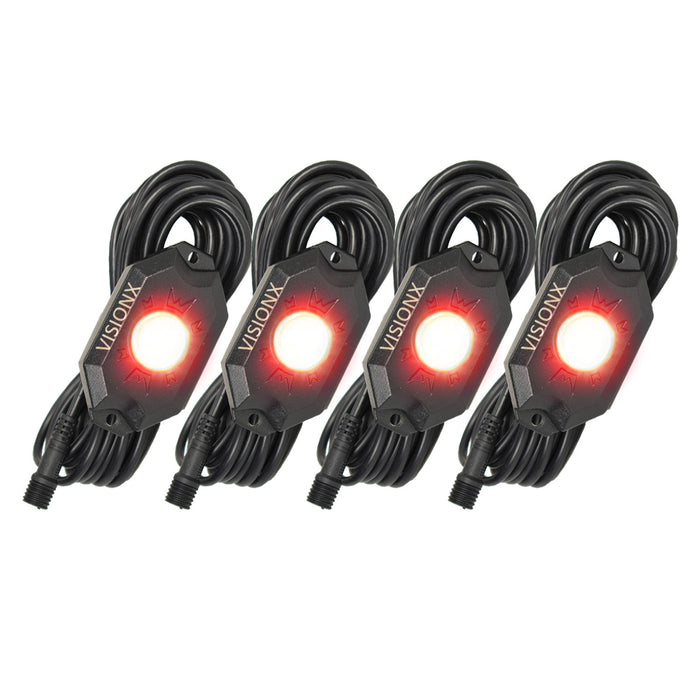Vision X Lighting 9929347 9 Watt LED Rock Light 4 Pod Kit Red - Truck Part Superstore