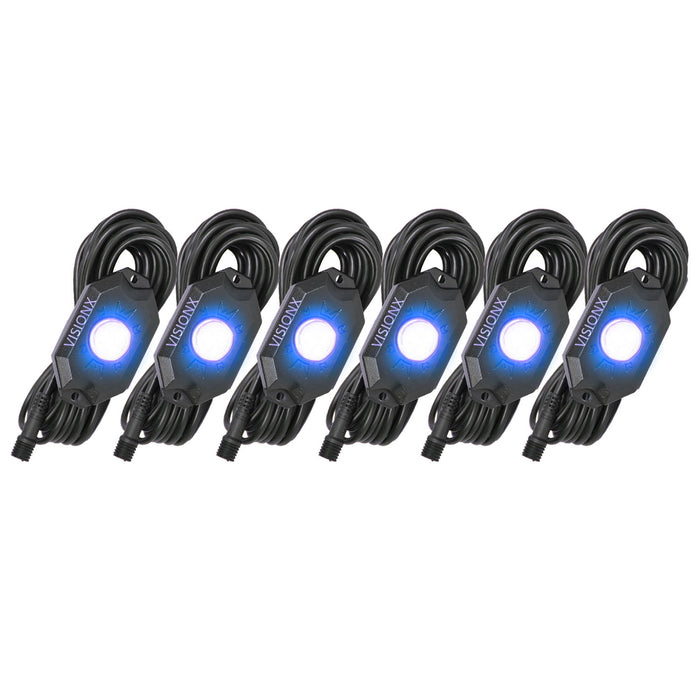 Vision X Lighting 9929378 9 Watt LED Rock Light 6 Pod Kit Blue - Truck Part Superstore