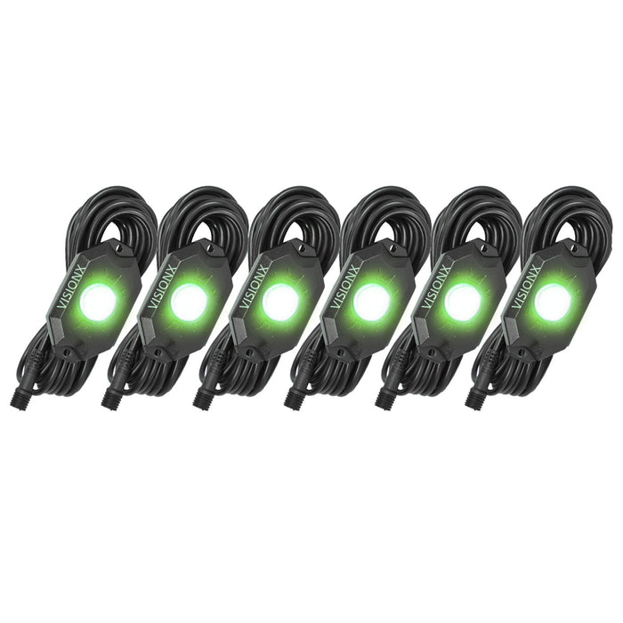 Vision X Lighting 9929385 9 Watt LED Rock Light 6 Pod Kit Green - Truck Part Superstore