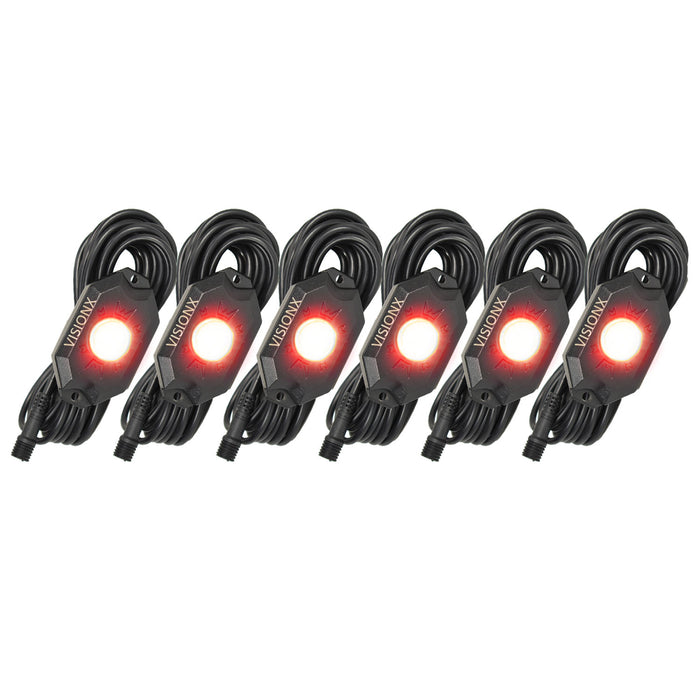 Vision X Lighting 9929408 9 Watt LED Rock Light 6 Pod Kit Red - Truck Part Superstore