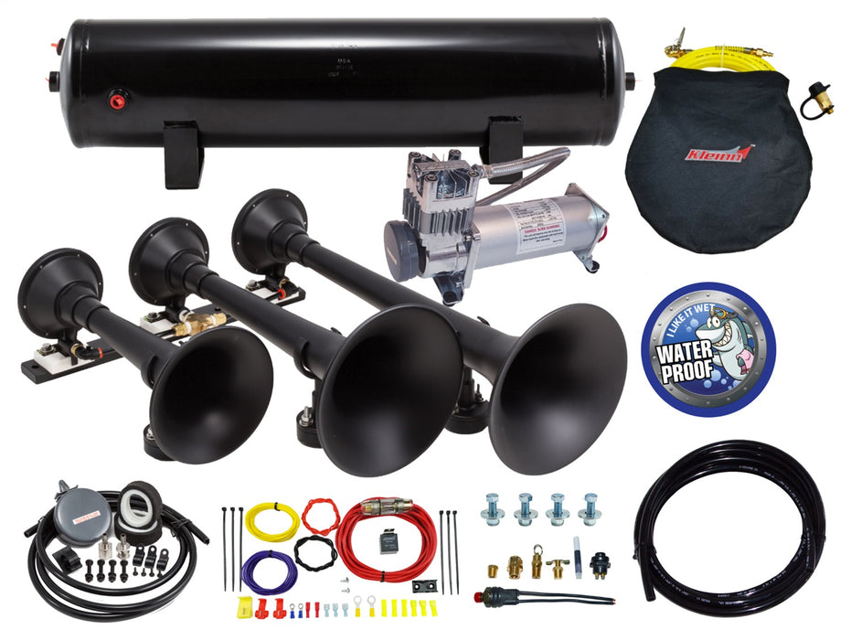 Kleinn Automotive Air Horns HK9-SLIMLINE Pro Blaster™ Triple Train Horn Kit - Truck Part Superstore