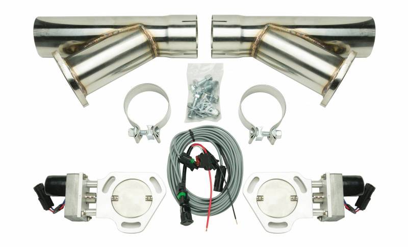 Pypes Performance Exhaust HVE10K3 Dual Y Exhaust Electric Dump Cutout 3 in Natural Finish Hardware Included Aluminum And 304 Stainless Steel Material Pypes Exhaust - Truck Part Superstore