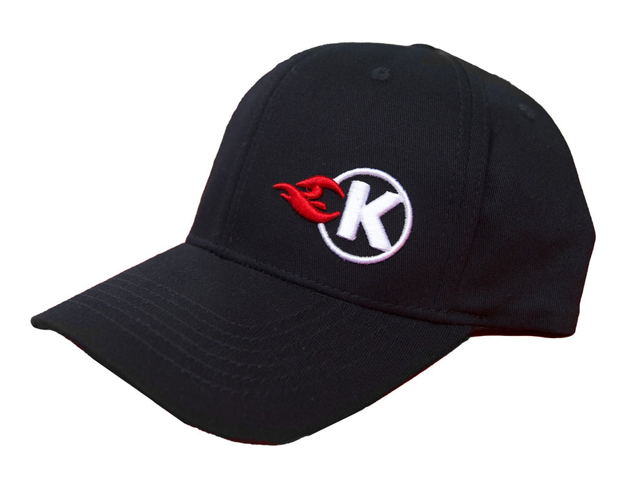 Kooks Custom Headers HT-100605-00 Kooks Black Flexfit K-Flame Logo Hat-Curved Brim-SM/MD - Truck Part Superstore