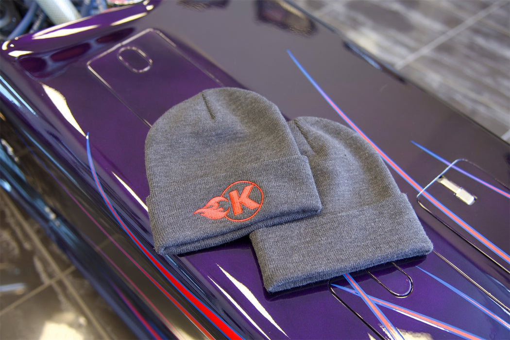 Kooks Custom Headers HT-100609-00 Kooks Grey K-Flame Logo Beanie - Truck Part Superstore
