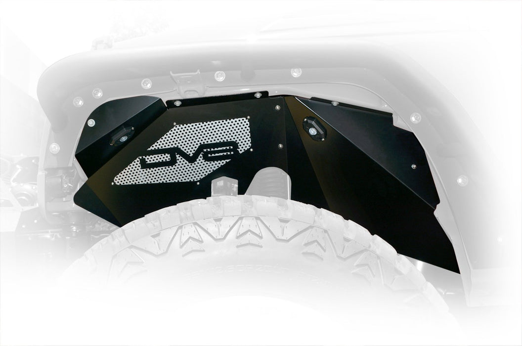 DV8 Offroad INFEND-01FBRL Jeep JK Inner Fender Front Black W/Rock Lights 07-18 Wrangler JK Aluminum DV8 Offroad - Truck Part Superstore