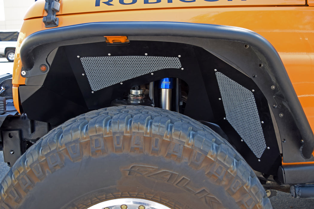 DV8 Offroad INFEND-02FB Jeep JK Inner Fender Front Aluminum Black 1 Piece 07-18 Wrangler JK 2/4 Door DV8 Offroad - Truck Part Superstore