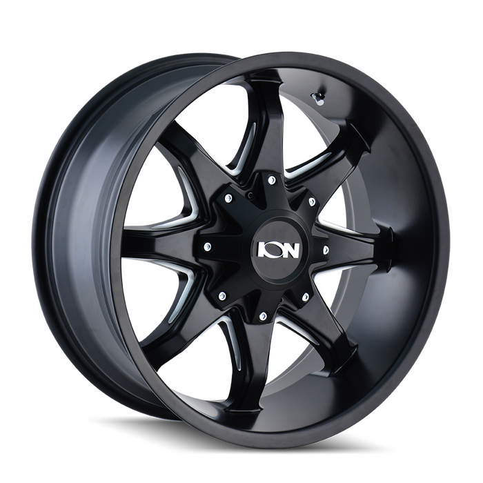 ION 181-2252M 181 (181) SATIN BLACK/MILLED SPOKES 20X12 5-127/5-139.7 -44MM 87MM - Truck Part Superstore