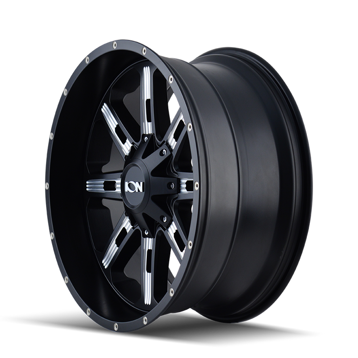 ION 184-7976M 184 (184) SATIN BLACK/MILLED SPOKES 17X9 8-165.1/8-170 -12MM 130.8MM - Truck Part Superstore