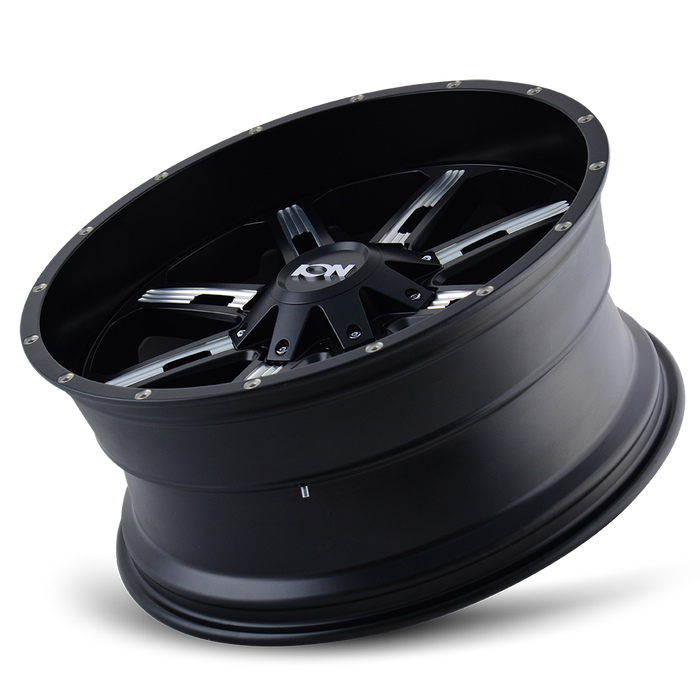 ION 184-8976M 184 (184) SATIN BLACK/MILLED SPOKES 18X9 8-165.1/8-170 -12MM 130.8MM - Truck Part Superstore