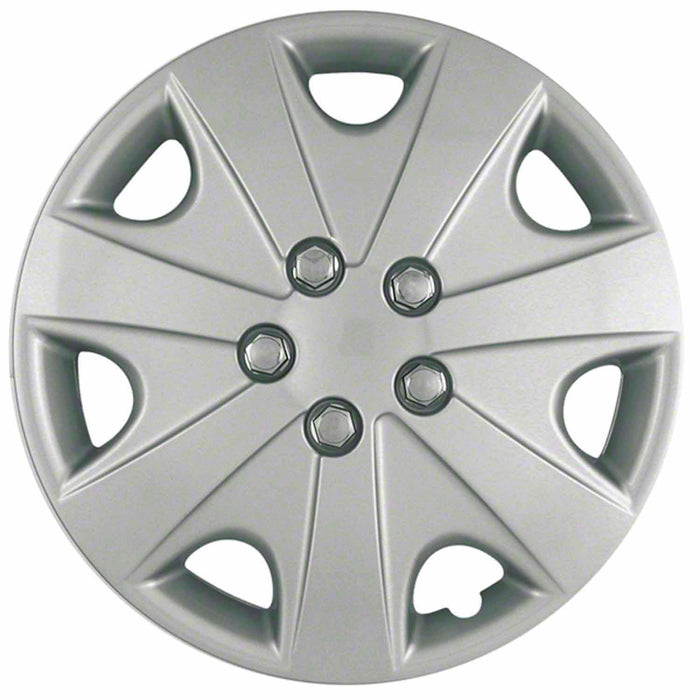 Coast To Coast IWC41415S 15 Inch 7 Spoke Silver Color Plastic Set Of 4 Spring Steel Clip - Truck Part Superstore
